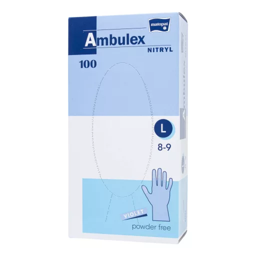 Ambulex púdermentes nitril vizsgálókesztyű lila L 100 db