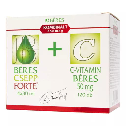 Béres Csepp Forte belsőleges oldatos cseppek + C-vitamin Béres 50 mg tabletta 4x30 ml + 120 db