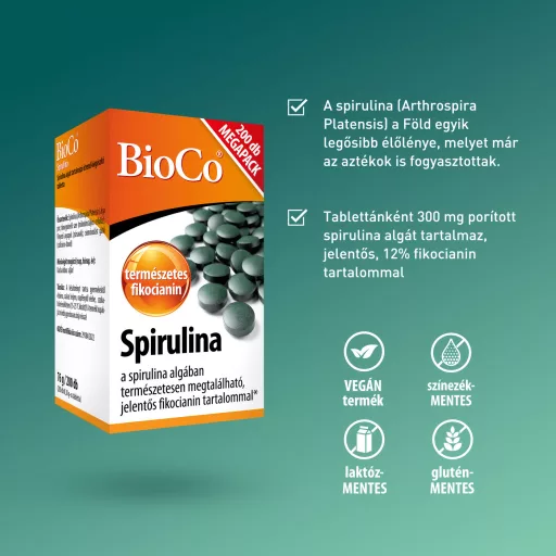 BioCo Spirulina Alga tabletta Megapack 200 db