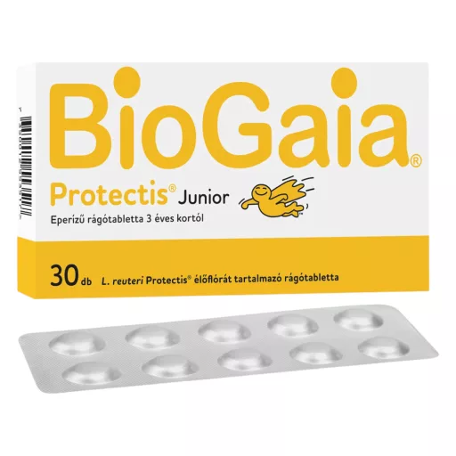 BioGaia Junior eper ízű étrend-kiegészítő rágótabletta 30 db