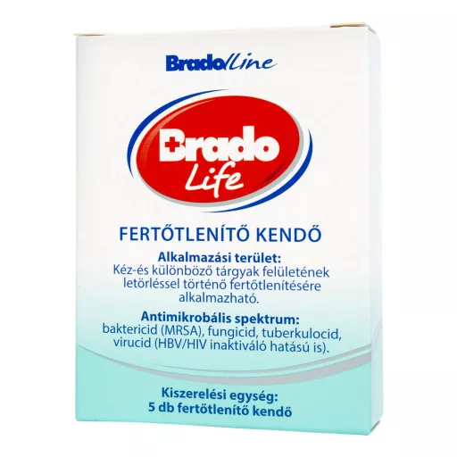 Bradolife kézfertőtlenítő kendő 5 db