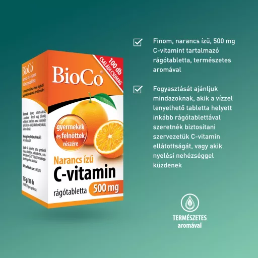 Bioco C-Vitamin 500 mg narancs ízű rágótabletta 100 db