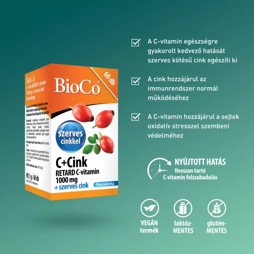 Bioco C+Cink retard C-vitamin 1000 mg filmtabletta 60 db