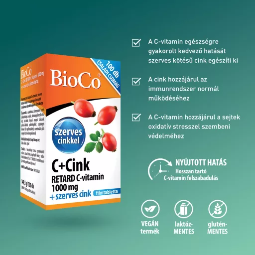 Bioco C+Cink retard C-vitamin 1000 mg filmtabletta 100 db