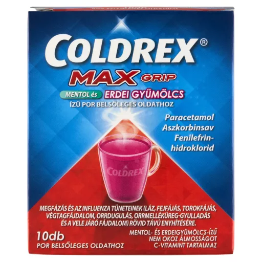 Coldrex MaxGrip mentol és erdei gyümölcs ízű por belsőleges oldathoz 10 db