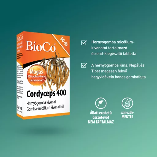 Bioco Cordyceps 400 Hernyógomba kivonatot tartalmazó tabletta 400 mg 90 db