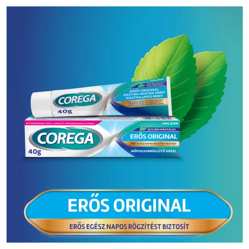 Corega Erős Original enyhén mentolos műfogsorrögzítő krém 40 g