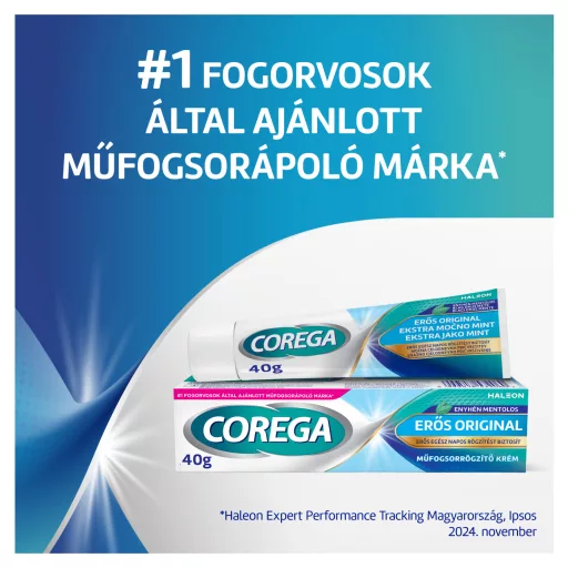 Corega Erős Original enyhén mentolos műfogsorrögzítő krém 40 g