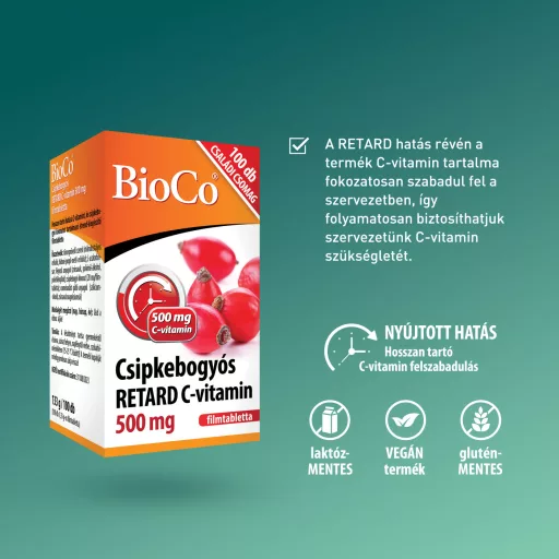 Bioco Csipkebogyós Retard C-vitamin 500 mg tabletta 100 db