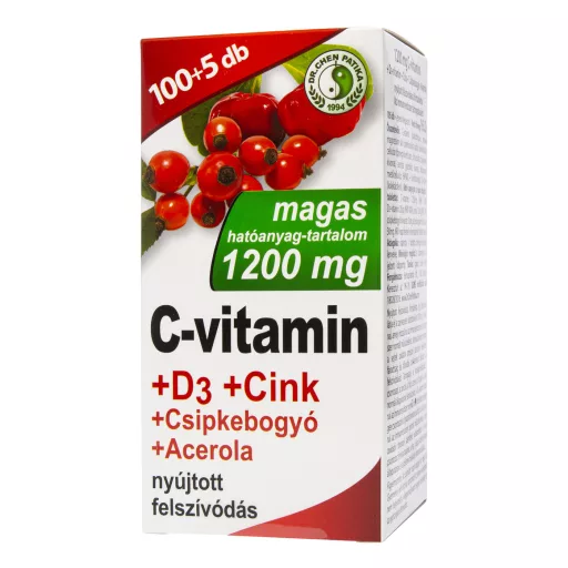 Dr. Chen C-vitamin 1200 mg +D3 +Cink +Csipkebogyó +Acerola nyújtott felszívódású tabletta 105 db