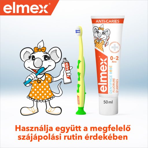 Elmex gyakorló fogkefe 0-3 éves kor között tapadókoronggal + fogkrém