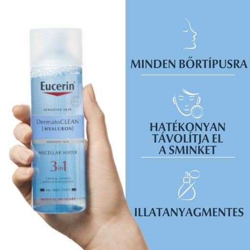 Eucerin DermatoClean (Hyaluron) 3 in 1 micellás arclemosó 200 ml