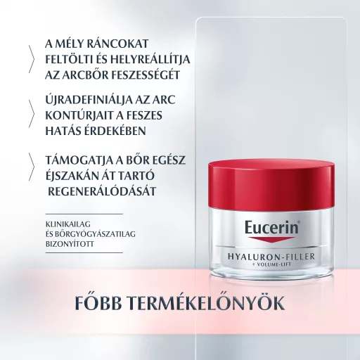 Eucerin Hyaluron-Filler + Volume-Lift bőrfeszesítő éjszakai arckrém 50 ml