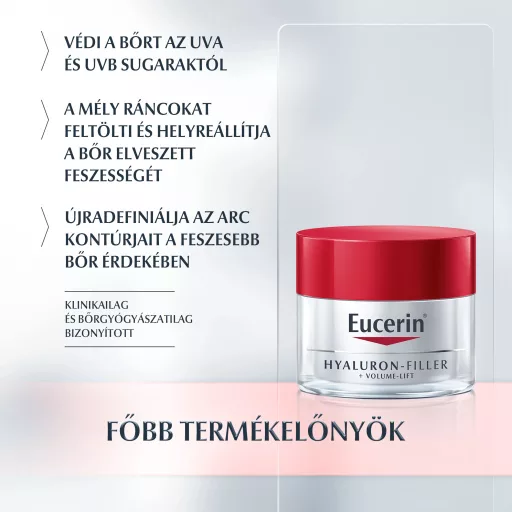 Eucerin Hyaluron-Filler + Volume-Lift bőrfeszesítő nappali arckrém normál, vegyes bőrre SPF15  50 ml