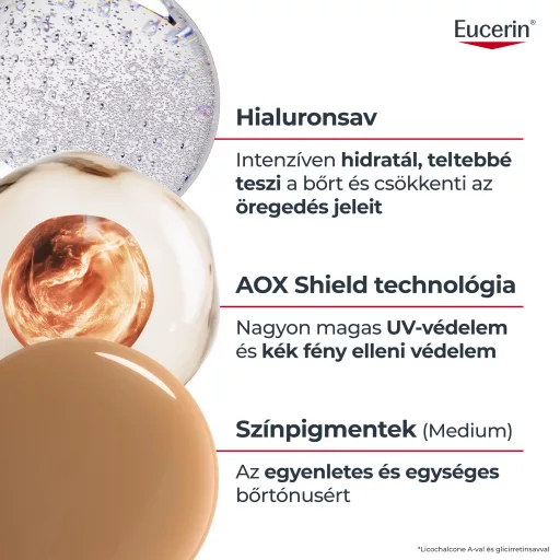 Eucerin Sun Photoaging Control Színezett napozó krém arcra medium SPF50+ 50 ml