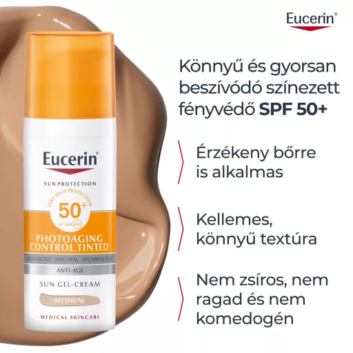 Eucerin Sun Photoaging Control Színezett napozó krém arcra medium SPF50+ 50 ml