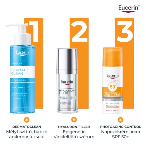 Eucerin Sun Photoaging Control Színezett napozó krém arcra medium SPF50+ 50 ml