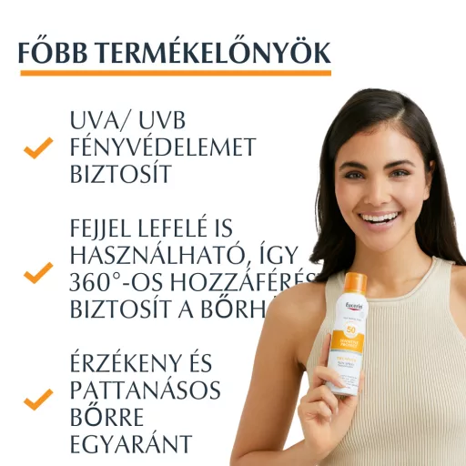 Eucerin Sun Oil Control Dry Touch színtelen napozó aerosol spray SPF50 200 ml