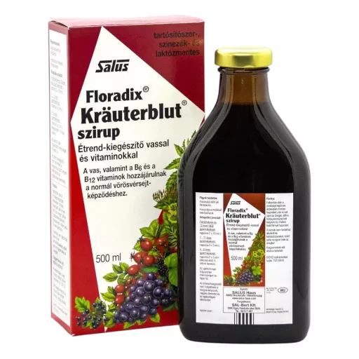 Salus Floradix Kräuterblut szirup vassal és vitaminokkal 500 ml