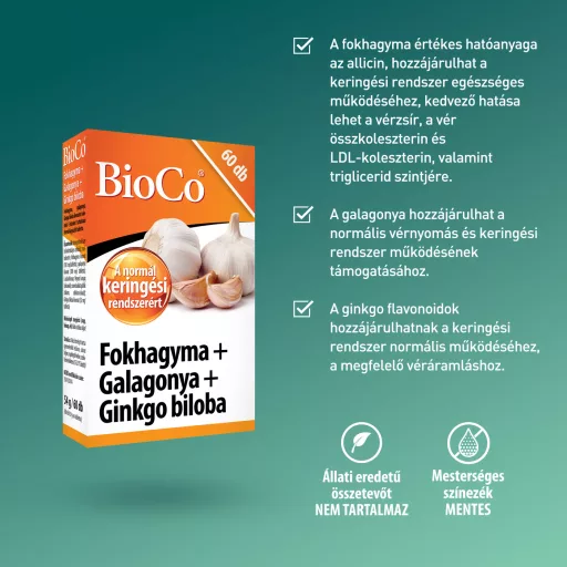 Bioco Fokhagyma Galagonya Ginkgo biloba tabletta 60 db