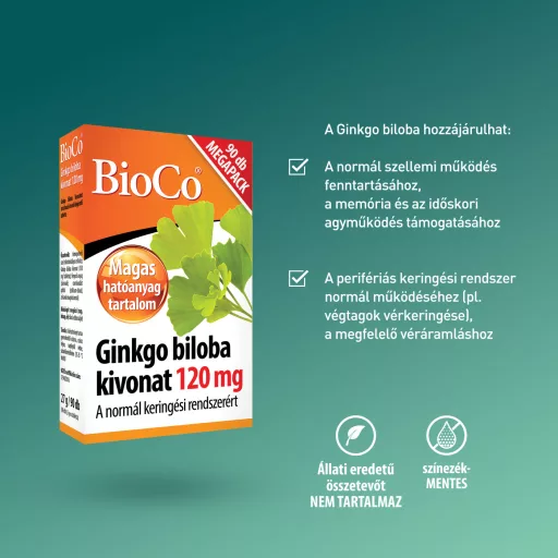 Bioco Ginkgo Biloba kivonat 120 mg tabletta 90 db