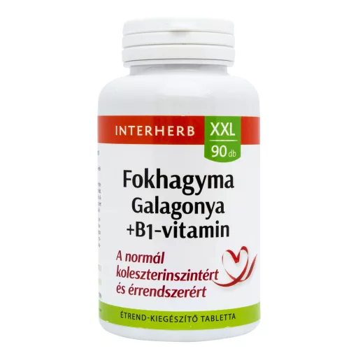 Interherb XXL Fokhagyma +galagonya +B1-vitamin tabletta 90 db