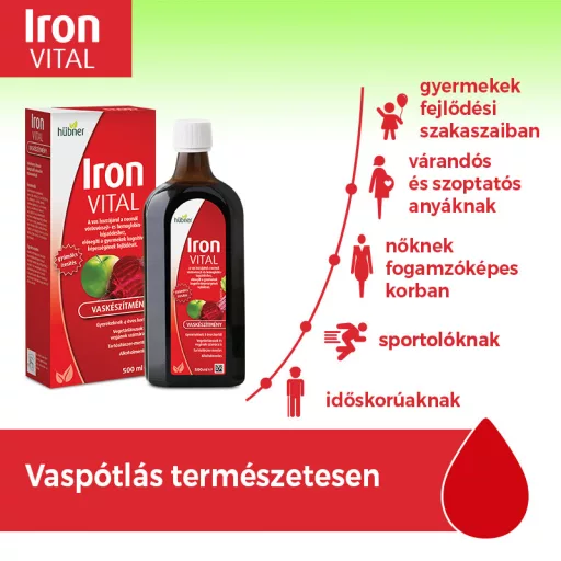 Hübner Iron Vital folyékony étrend-kiegészítő vassal és vitaminokkal 500 ml