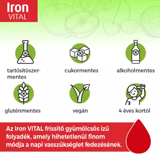 Hübner Iron Vital folyékony étrend-kiegészítő vassal és vitaminokkal 500 ml