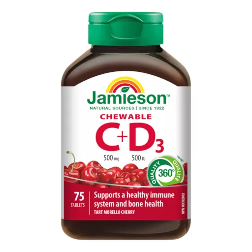 Jamieson C-vitamin 500 mg +D3-vitamin 500Iu szopogató tabletta 75 db