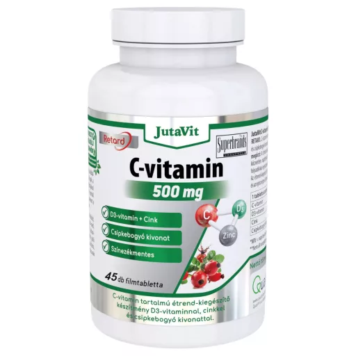 JutaVit C-vitamin 500 mg D3-vitamin +Cink +csipkebogyó kivonat retard filmtabletta 45 db