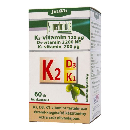 JutaVit K2+D3+K1-vitamin lágykapszula 60 db