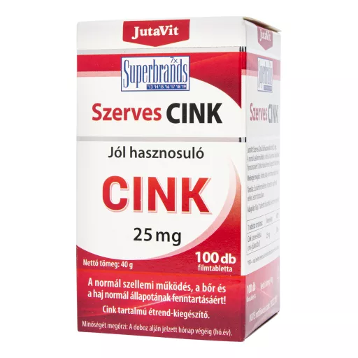 JutaVit Szerves Cink 25 mg tabletta 100 db