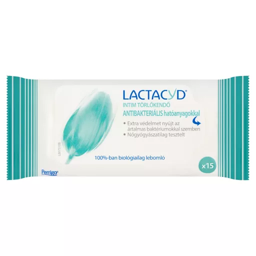 Lactacyd Intim törlőkendő antibakteriális hatóanyagokkal 15 db