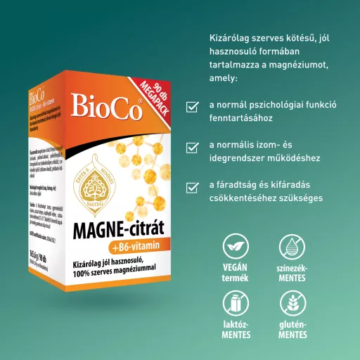 Bioco Magne-Citrát +B6-vitamin filmtabletta Megapack 90 db