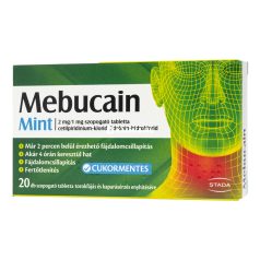 Mebucain Mint 2 mg / 1 mg szopogató tabletta 20 db