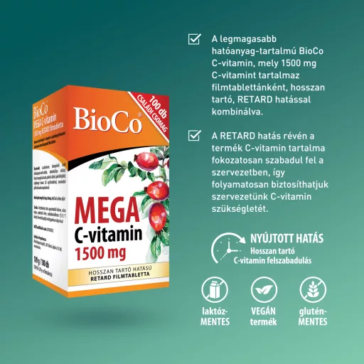 BioCo Mega C-vitamin 1500 mg filmtabletta 100 db