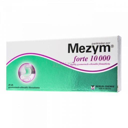 Mezym forte 10 000 egység gyomornedv-ellenálló filmtabletta 20 db