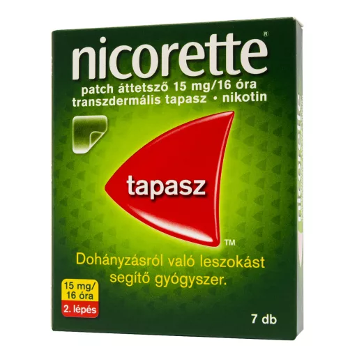 Nicorette patch áttetsző 15 mg/16 óra transzdermális tapasz 7 db