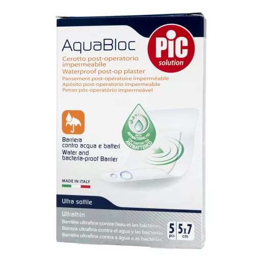 PiC Aquabloc antibakteriális sebtapasz 5 x 7 cm 5 db