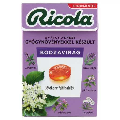 Ricola cukormentes gyógynövényes cukorka - bodza 40 g