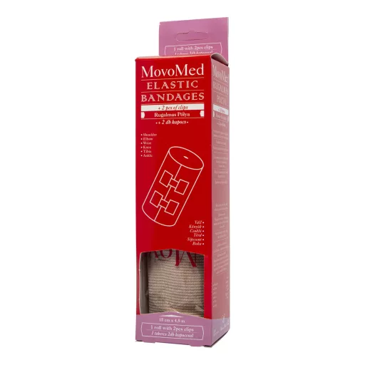 MovoMed rugalmas pólya 15 cm x 4,5 m +2 db fémkapocs