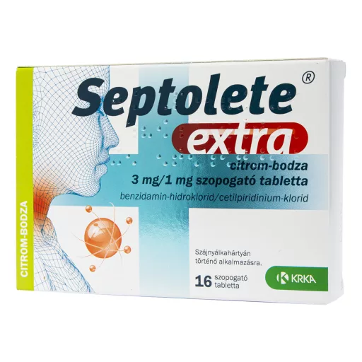Septolete Extra 3 mg/1 mg szopogató tabletta citrom-bodza ízű 16 db