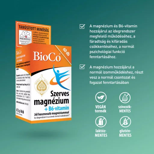 Bioco Szerves Magnézium +B6-vitamin tabletta 60 db