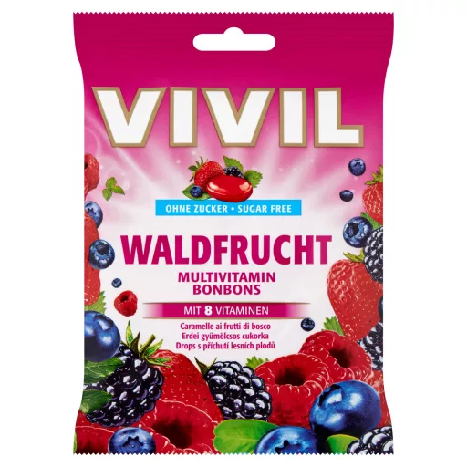 Vivil Multivitamin erdei gyümölcs ízű cukormentes cukorka 60 g
