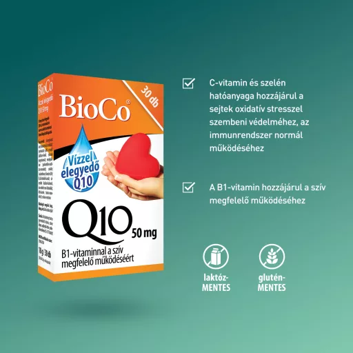 BioCo vízzel elegyedő Q10 50 mg + B1-vitamin kapszula 30 db