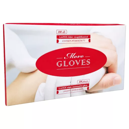 MovoMed latex púderes vizsgálókesztyű L 100 db