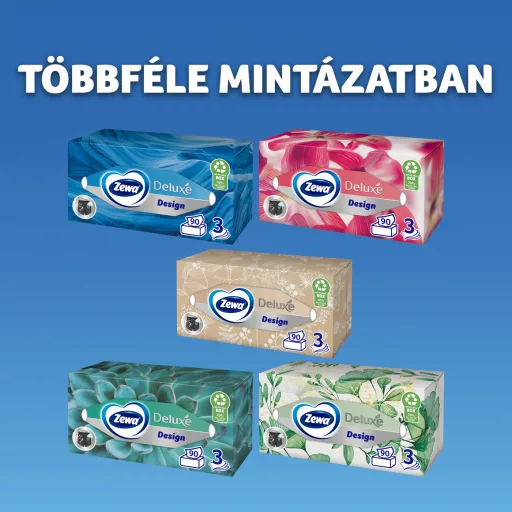Zewa Deluxe Design dobozos illatmentes papír zsebkendő 3 rétegű 90 db 1 doboz - többféle