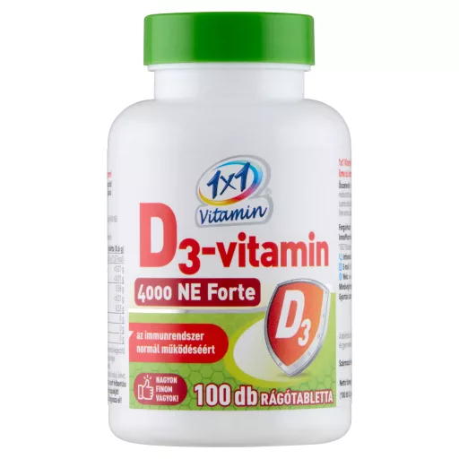 1×1 Vitamin D3-vitamin 4000 NE Forte lime ízű rágótabletta édesítőszerrel 100 db