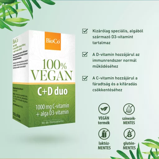 Bioco 100% vegan C+D duo 1000 mg C + alga D3 90 db
