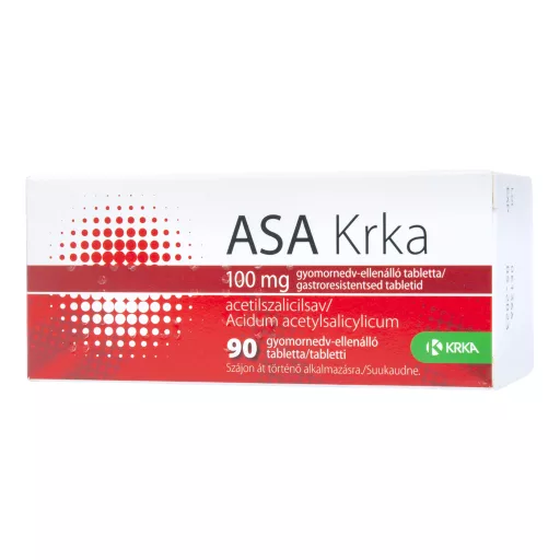 ASA Krka 100 mg gyomornedv-ellenálló tabletta 90 db